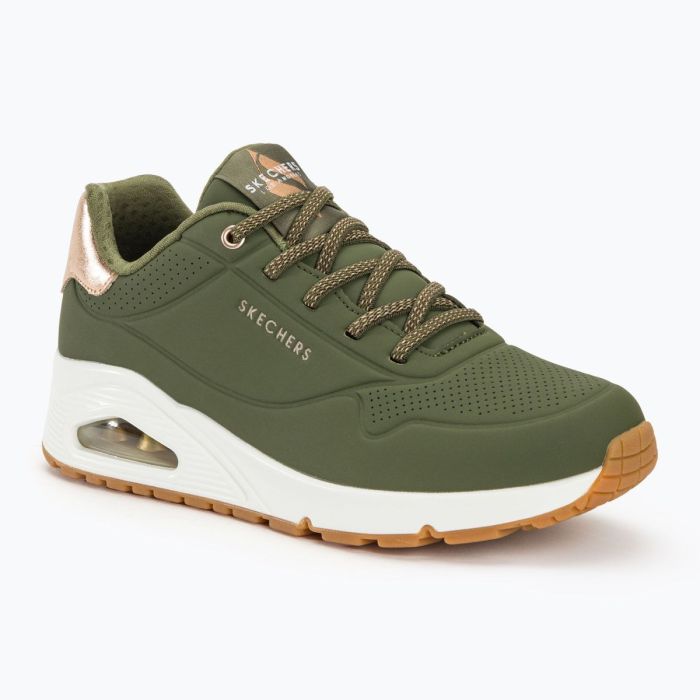 SKECHERS Uno Shimmer Away olive/rose gold/mesh