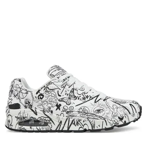SKECHERS UNO Printed Lace-Up 183501/WBK White
